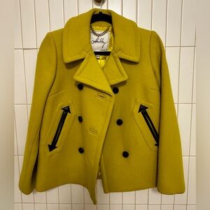 NWOT Milly Gorgeous Double-Breasted Chartruese Peacoat